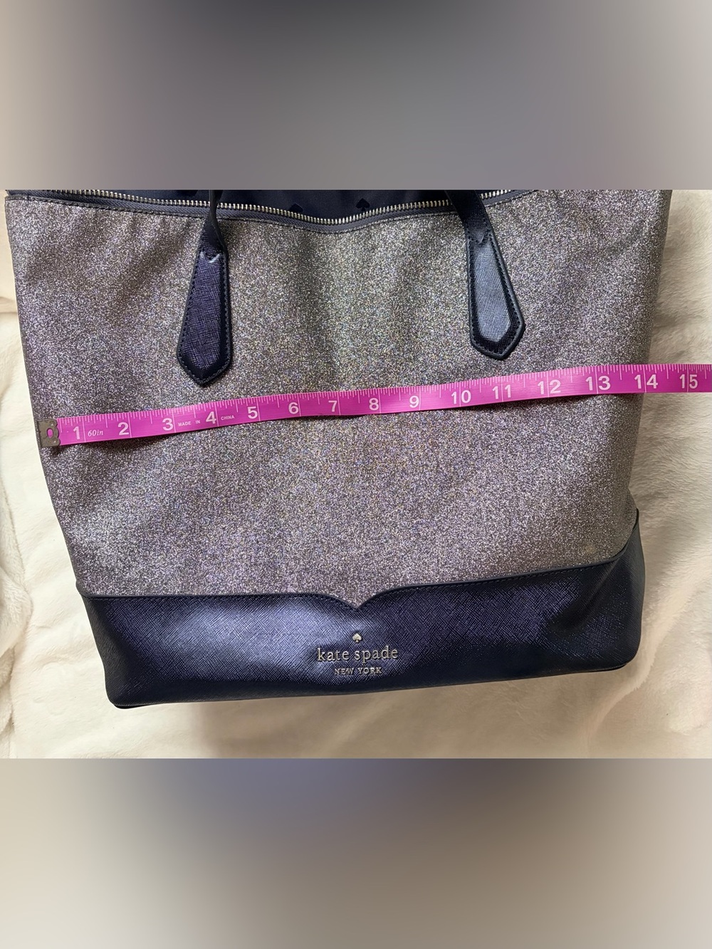 Kate Spade Lola Glitter Tote Dusk Navy - Picture 10 of 10